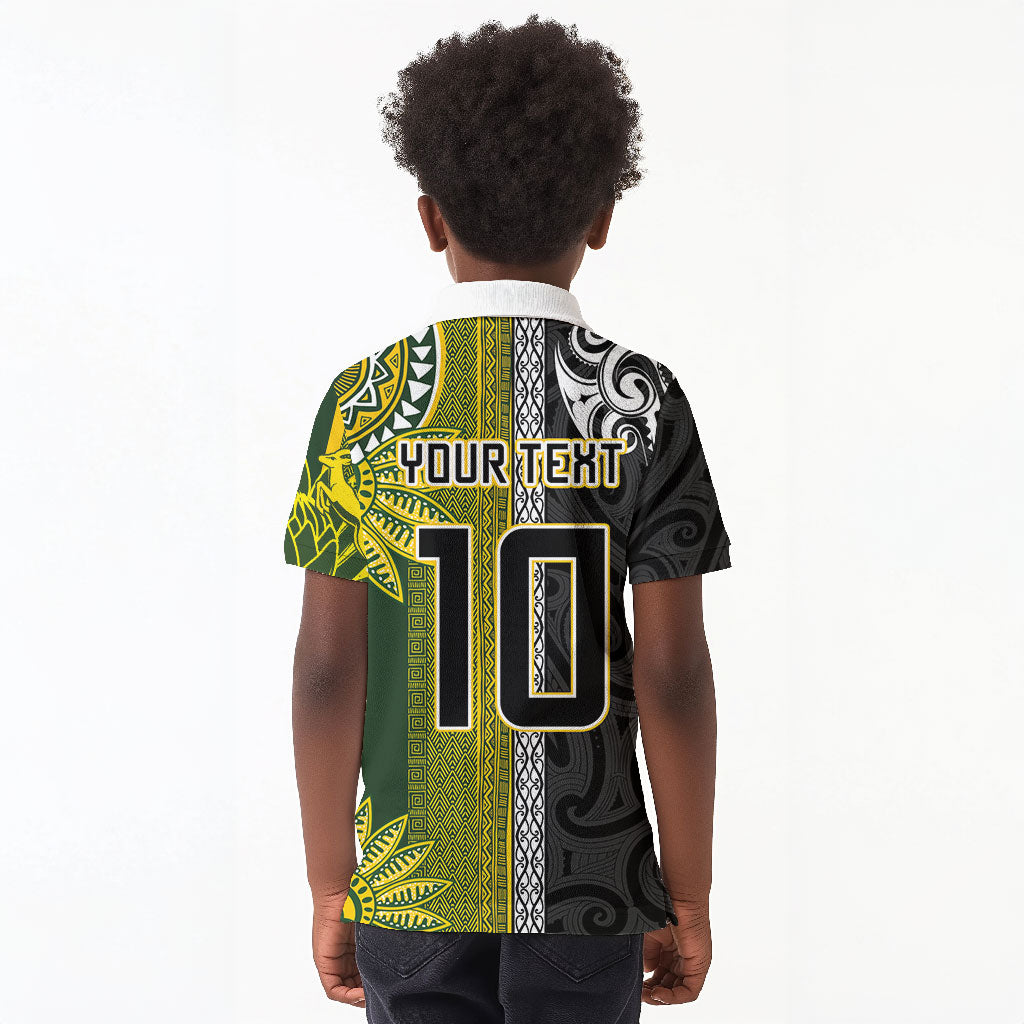 Custom Rugby New Zealand and South Africa Kid Polo Shirt Greatest Rivalry Silver Fern and Antelope