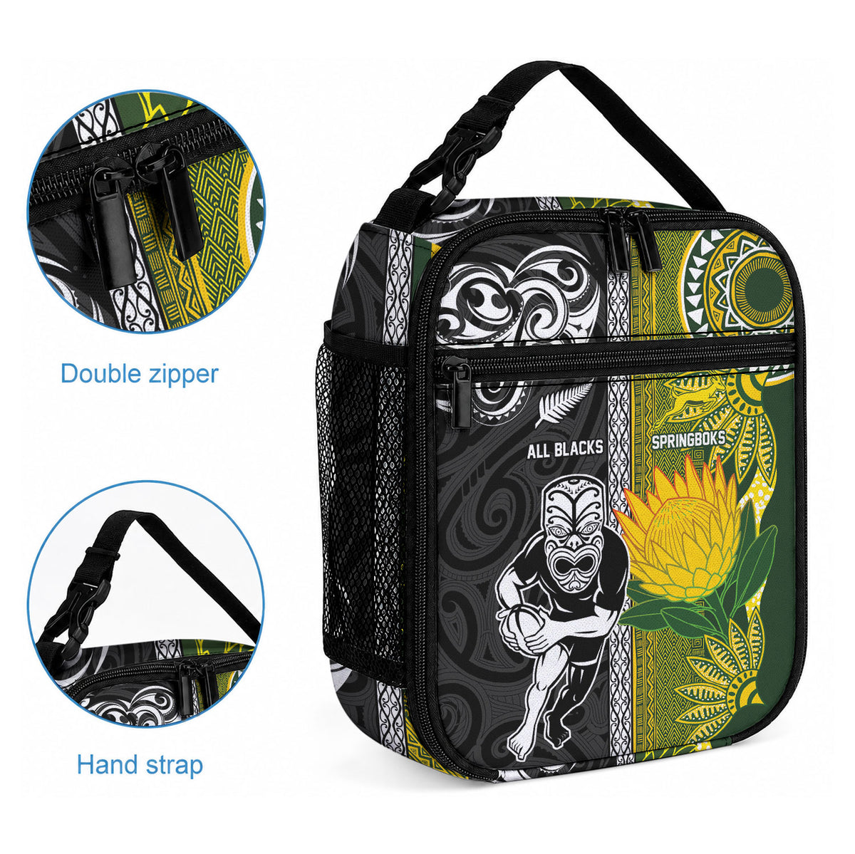 Rugby New Zealand and South Africa Lunch Bag Greatest Rivalry Silver Fern and Antelope