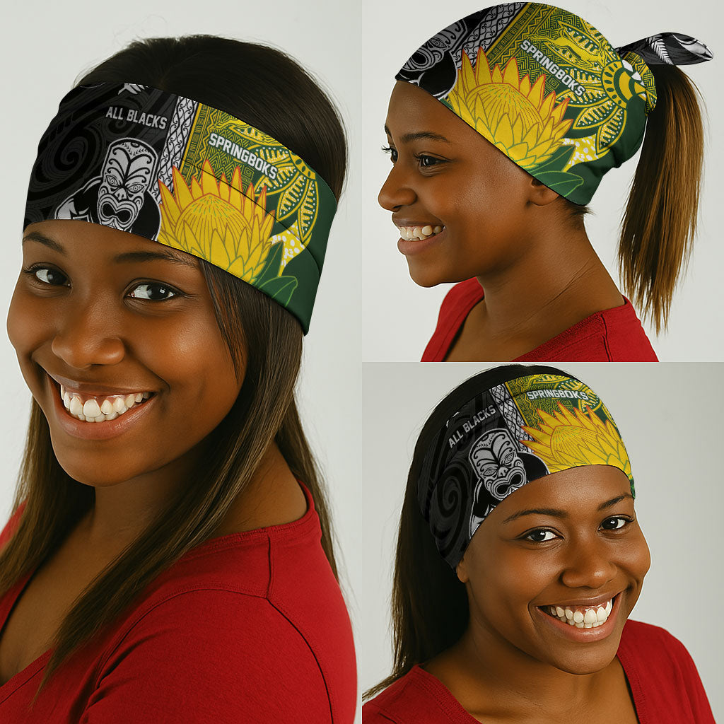 Rugby New Zealand and South Africa Neck Gaiter Greatest Rivalry Silver Fern and Antelope