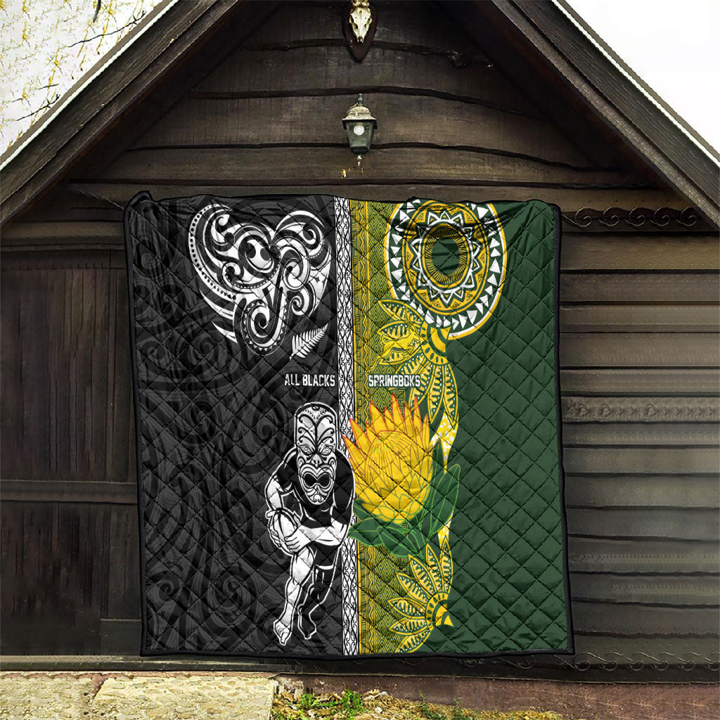 Rugby New Zealand and South Africa Quilt Greatest Rivalry Silver Fern and Antelope