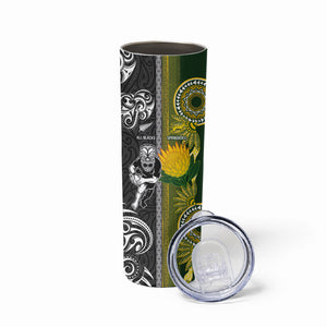 Custom Rugby New Zealand and South Africa Skinny Tumbler Greatest Rivalry Silver Fern and Antelope