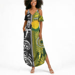 Custom Rugby New Zealand and South Africa Summer Maxi Dress Greatest Rivalry Silver Fern and Antelope