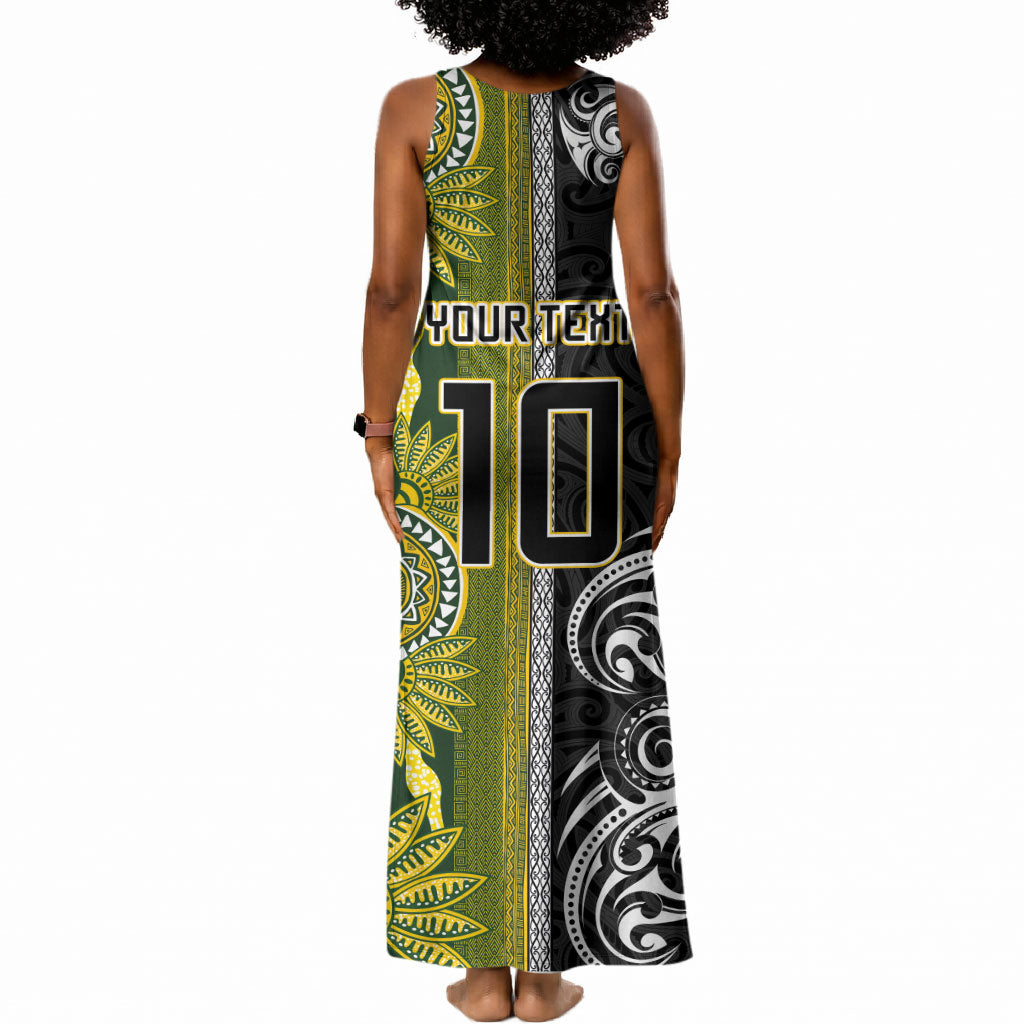 Custom Rugby New Zealand and South Africa Tank Maxi Dress Greatest Rivalry Silver Fern and Antelope
