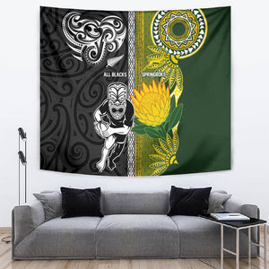 Rugby New Zealand and South Africa Tapestry Greatest Rivalry Silver Fern and Antelope