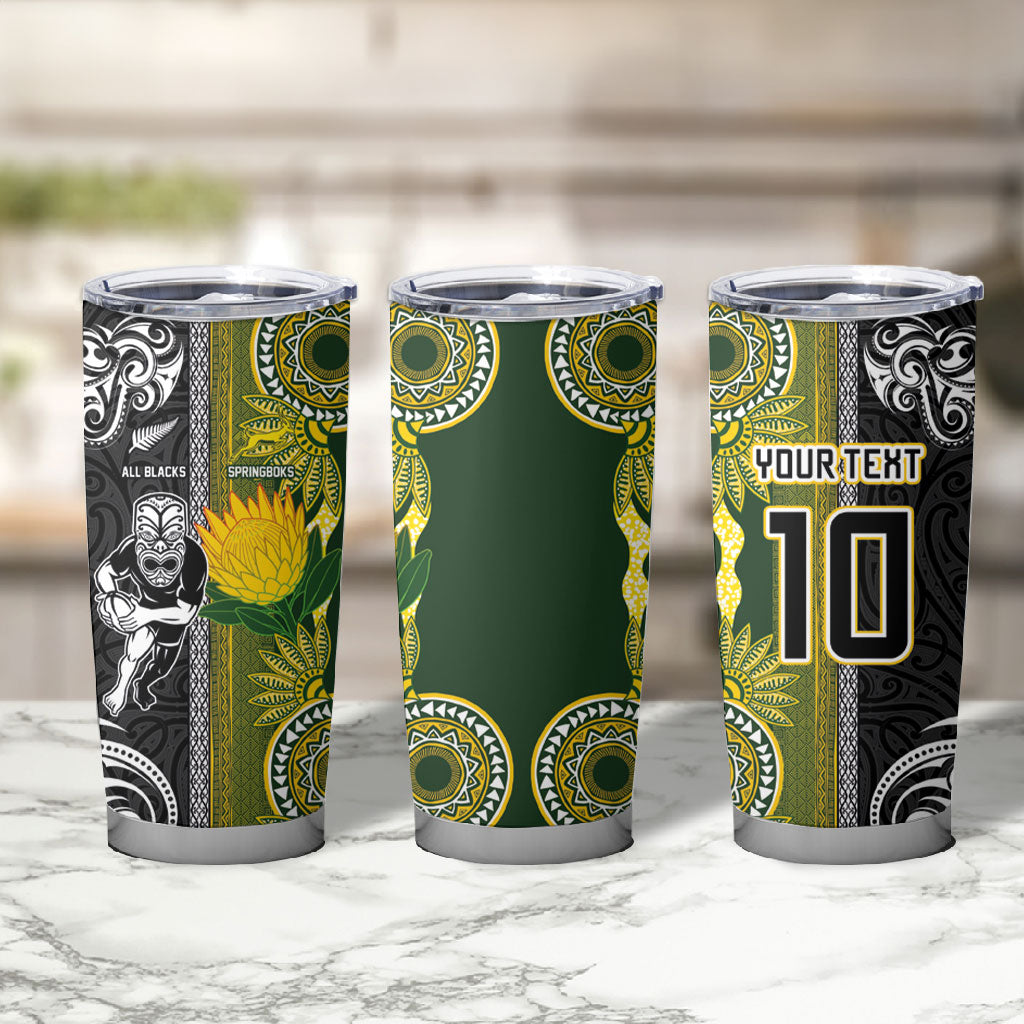 Custom Rugby New Zealand and South Africa Tumbler Cup Greatest Rivalry Silver Fern and Antelope