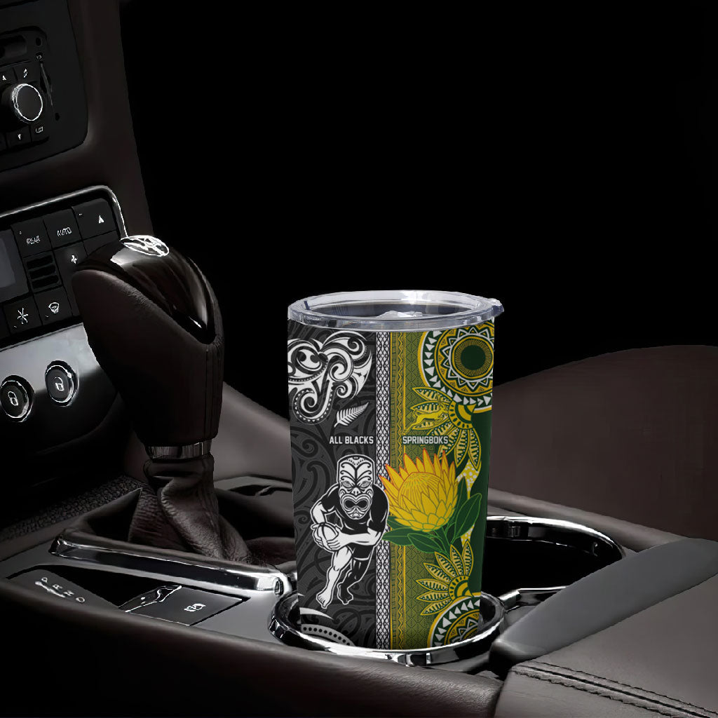 Custom Rugby New Zealand and South Africa Tumbler Cup Greatest Rivalry Silver Fern and Antelope