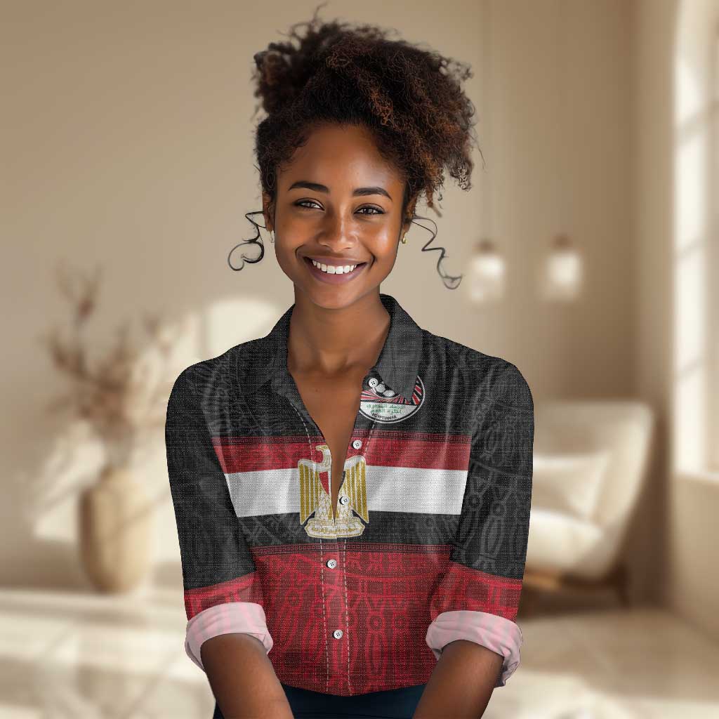 Egypt National Football Custom Women Casual Shirt Egyptian Geometric - African Pride