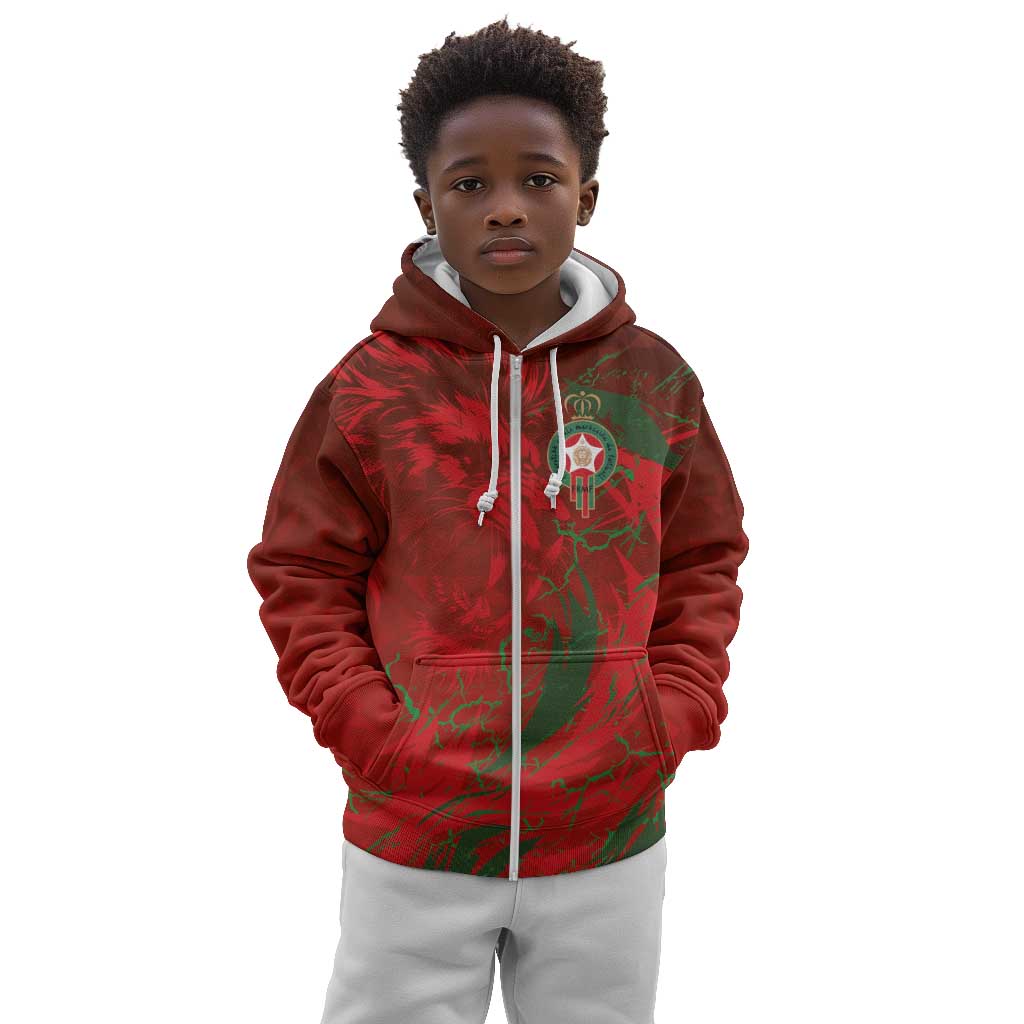 Morocco National Football Custom Kid Hoodie Atlas Lions Sporty Grunge Style - African Pride