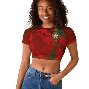 Morocco National Football Custom Raglan Cropped T shirt Atlas Lions Sporty Grunge Style - African Pride
