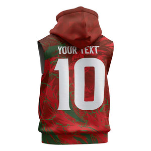 Morocco National Football Custom Sleeveless Zip Hoodie Atlas Lions Sporty Grunge Style - African Pride