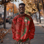 Morocco National Football Custom Sweatshirt Atlas Lions Sporty Grunge Style - African Pride