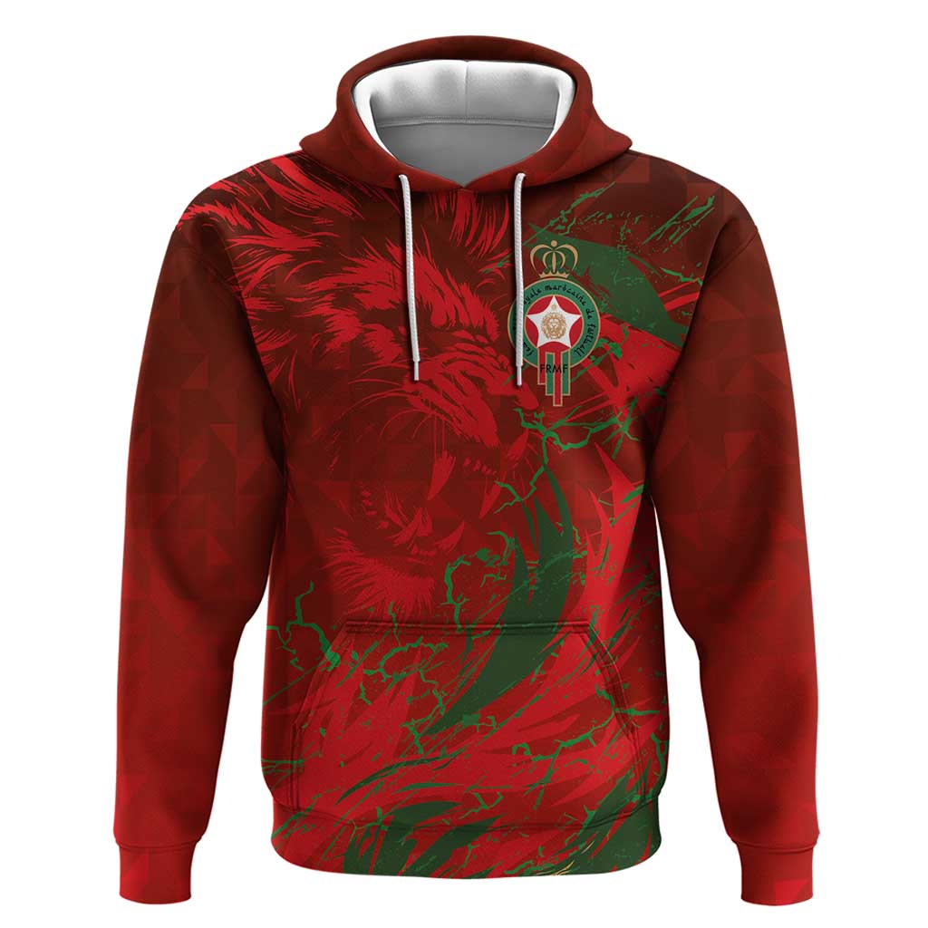 Morocco National Football Custom Zip Hoodie Atlas Lions Sporty Grunge Style - African Pride