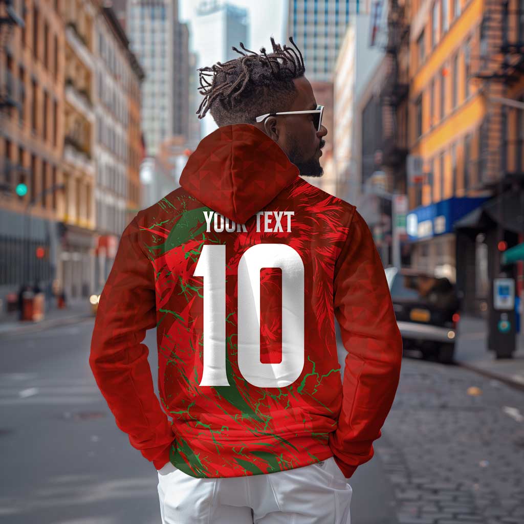 Morocco National Football Custom Zip Hoodie Atlas Lions Sporty Grunge Style - African Pride