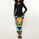 Afro Bahamians Junkanoo Long Sleeve Bodycon Dress Junkanoo Is Life LT05