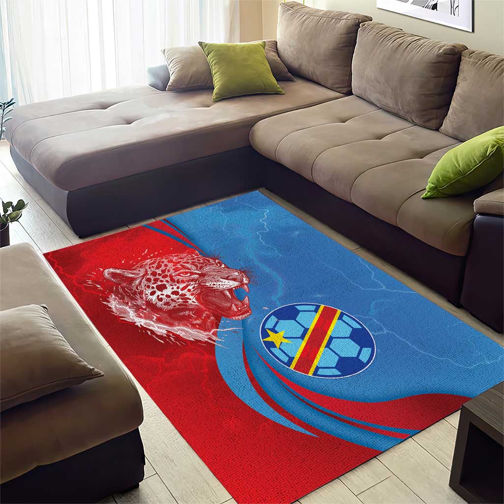 Football 2026 DR Congo Leopards Area Rug Lightning Style
