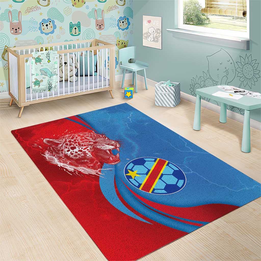 Football 2026 DR Congo Leopards Area Rug Lightning Style