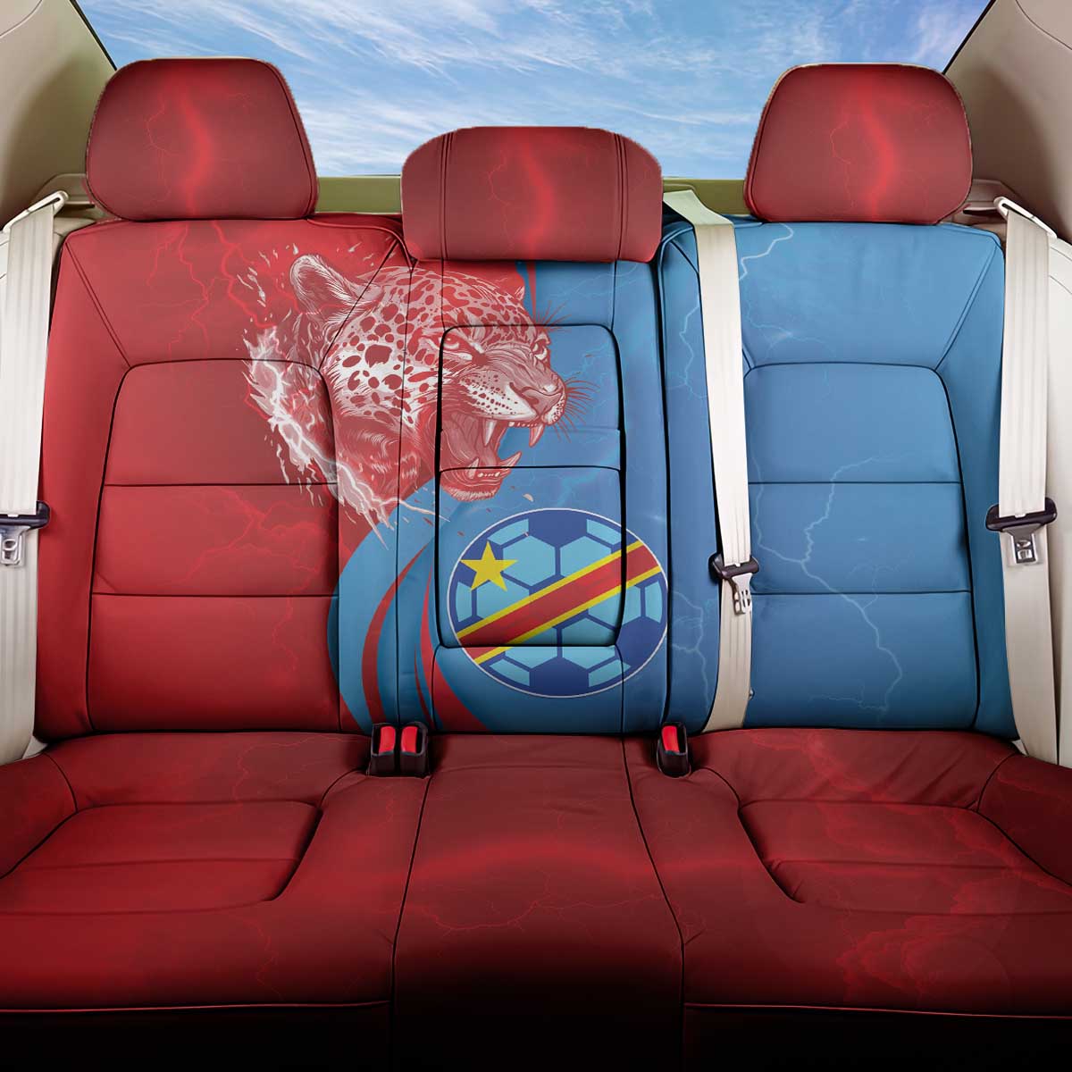 Football 2026 DR Congo Leopards Back Car Seat Cover Lightning Style
