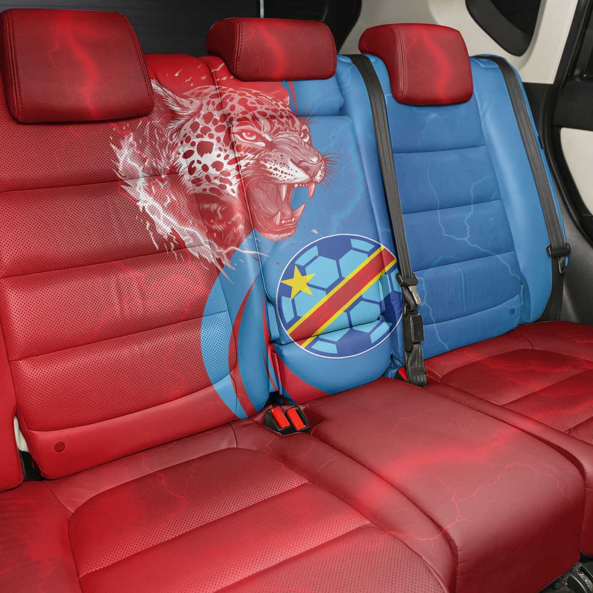 Football 2026 DR Congo Leopards Back Car Seat Cover Lightning Style