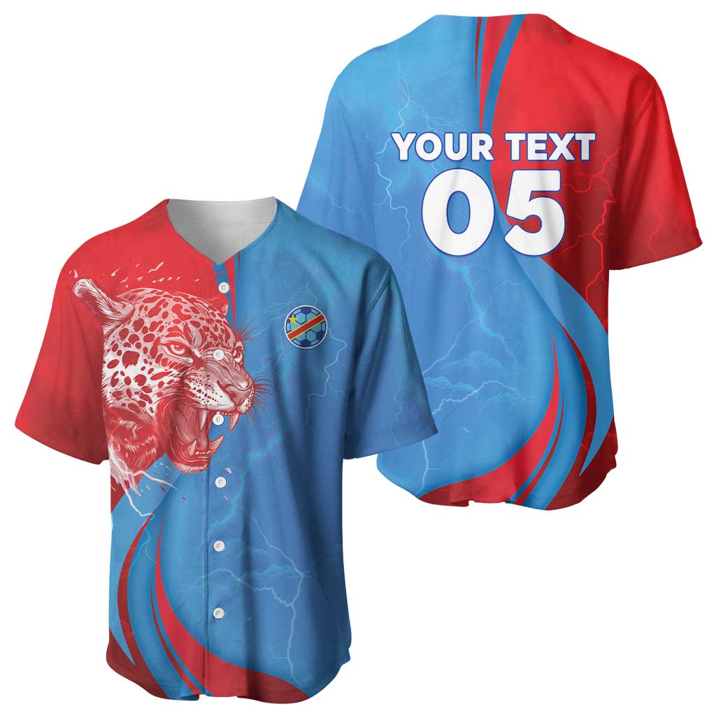 Custom Football 2026 DR Congo Leopards Baseball Jersey Lightning Style