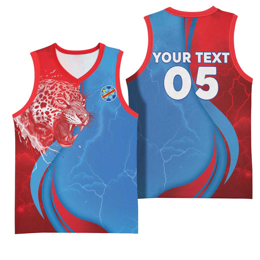 Custom Football 2026 DR Congo Leopards Basketball Jersey Lightning Style