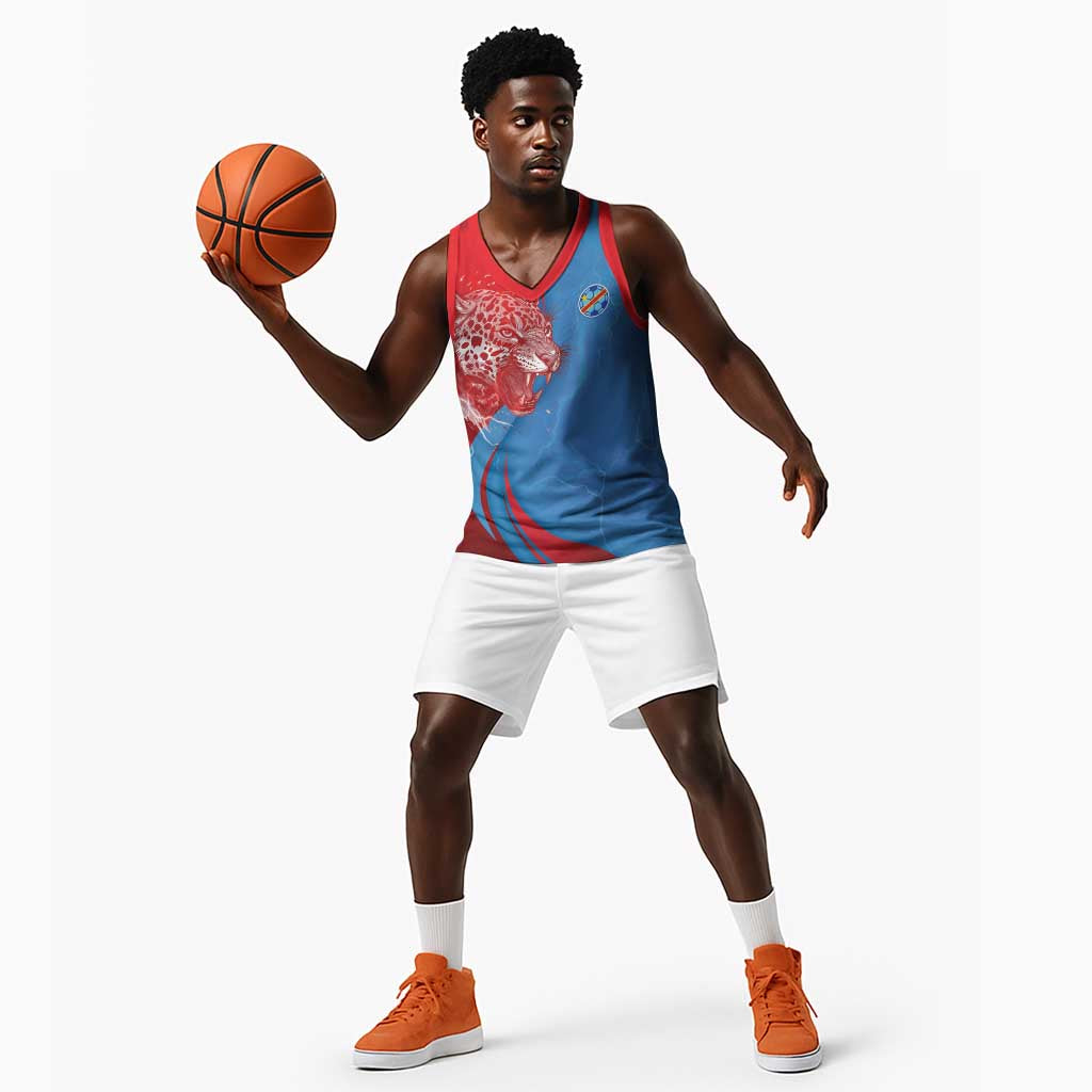 Custom Football 2026 DR Congo Leopards Basketball Jersey Lightning Style