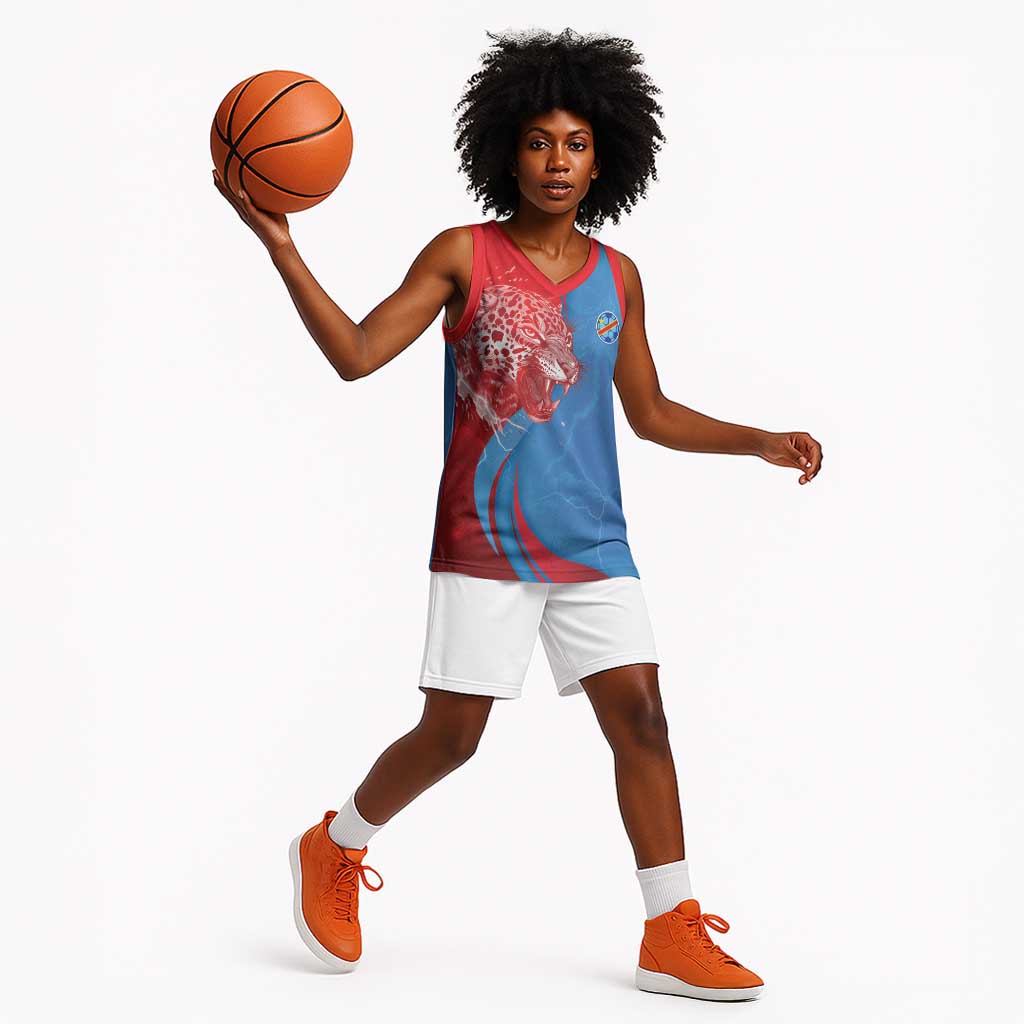 Custom Football 2026 DR Congo Leopards Basketball Jersey Lightning Style