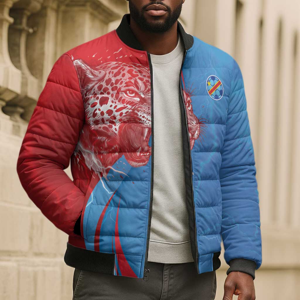 Custom Football 2026 DR Congo Leopards Bomber Puffer Jacket Lightning Style