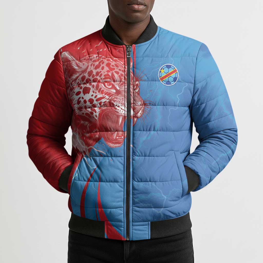 Custom Football 2026 DR Congo Leopards Bomber Puffer Jacket Lightning Style