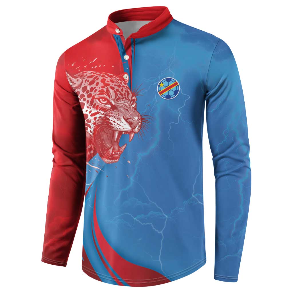 Custom Football 2026 DR Congo Leopards Button Sweatshirt Lightning Style