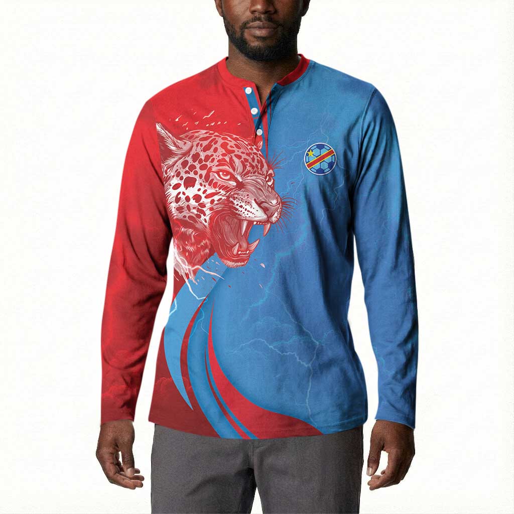 Custom Football 2026 DR Congo Leopards Button Sweatshirt Lightning Style