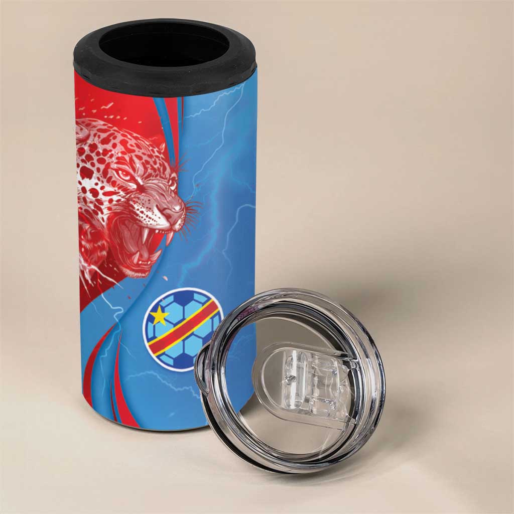 Custom Football 2026 DR Congo Leopards 4 in 1 Can Cooler Tumbler Lightning Style