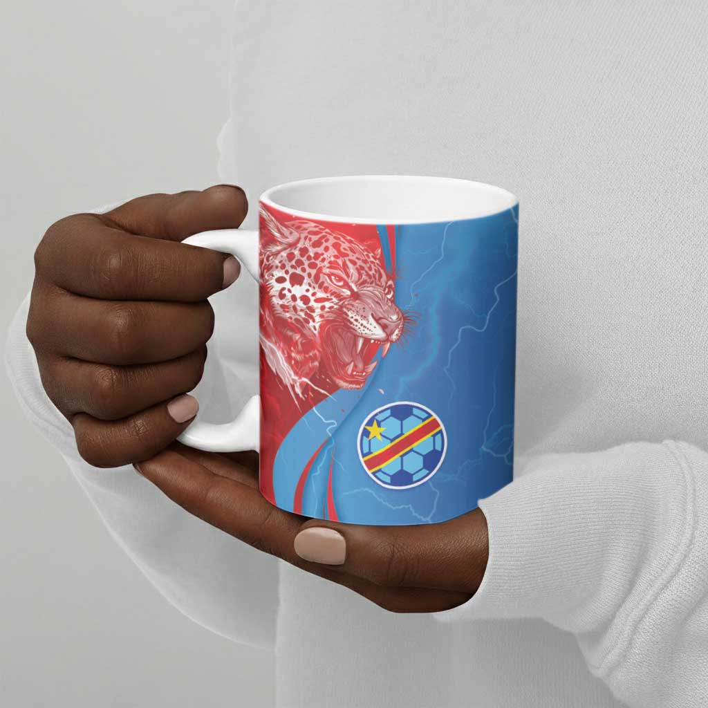 Custom Football 2026 DR Congo Leopards Ceramic Mug Lightning Style