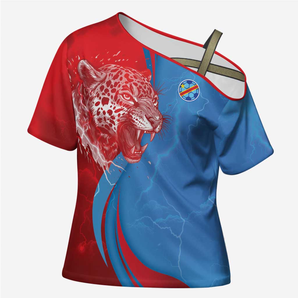 Custom Football 2026 DR Congo Leopards Cross Shoulder Shirt Lightning Style