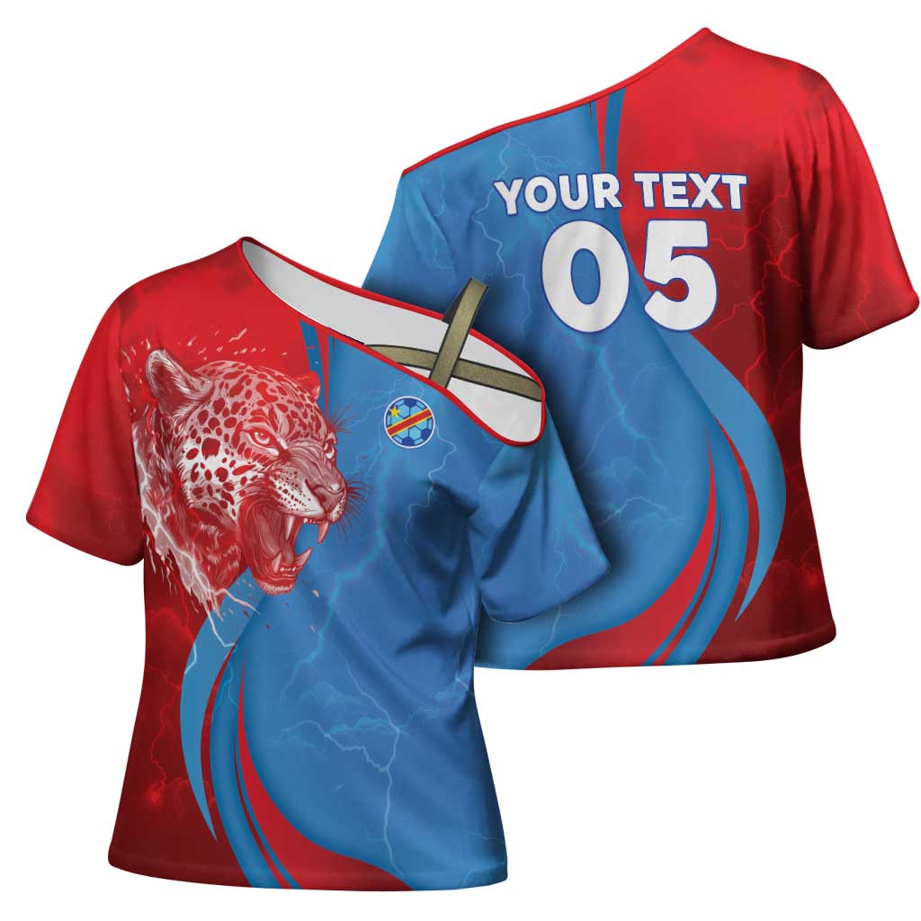 Custom Football 2026 DR Congo Leopards Cross Shoulder Shirt Lightning Style