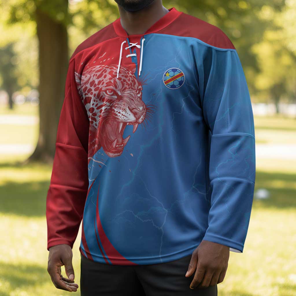 Custom Football 2026 DR Congo Leopards Hockey Jersey Lightning Style