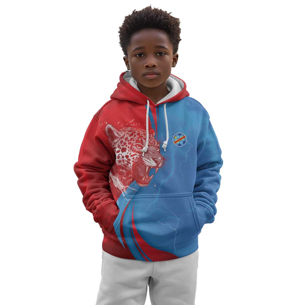 Custom Football 2026 DR Congo Leopards Kid Hoodie Lightning Style