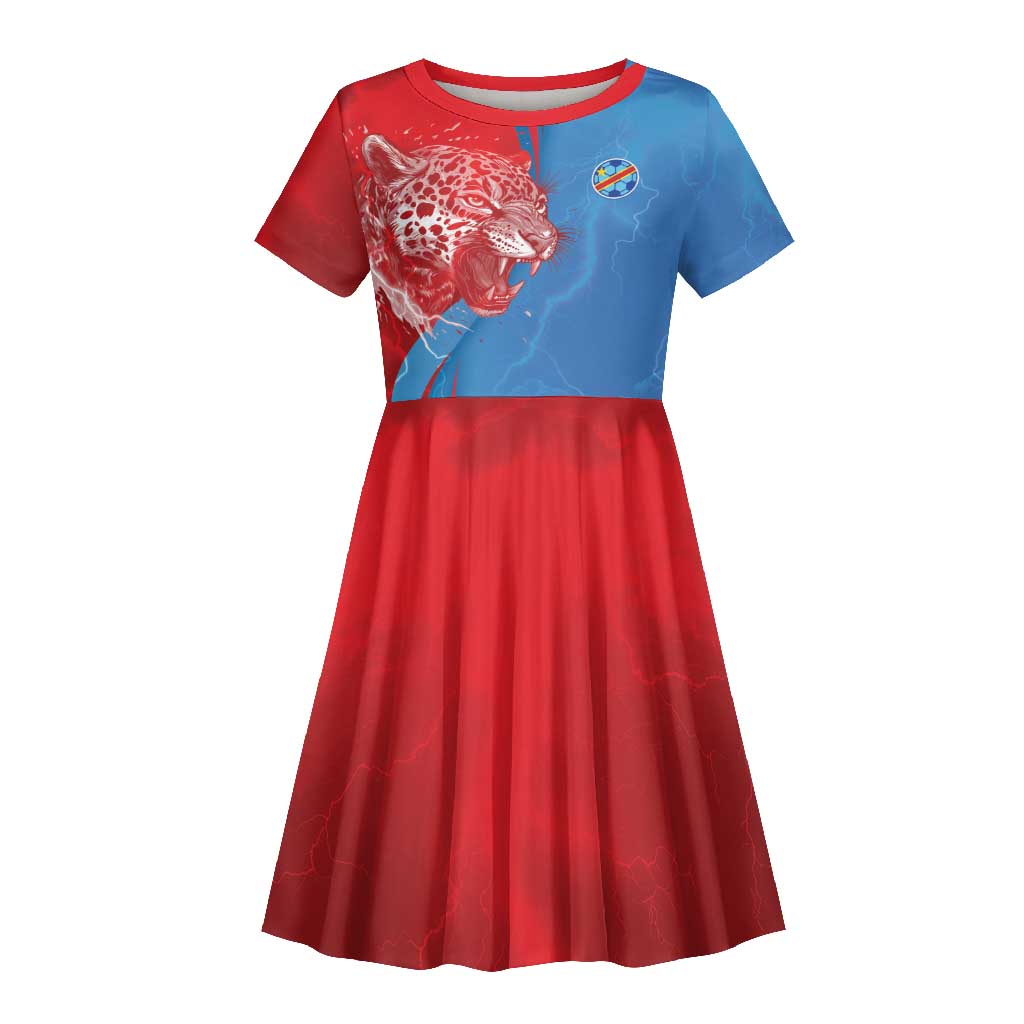 Custom Football 2026 DR Congo Leopards Kid Short Sleeve Dress Lightning Style