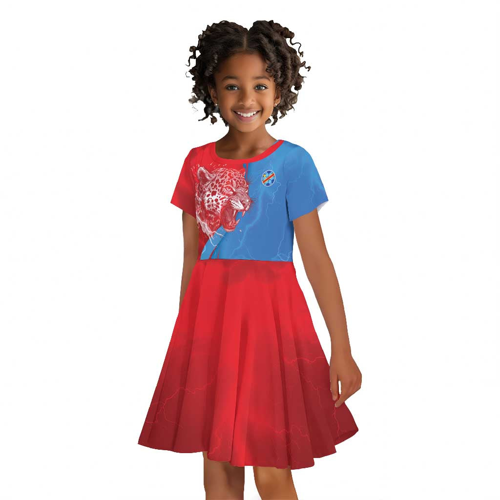Custom Football 2026 DR Congo Leopards Kid Short Sleeve Dress Lightning Style