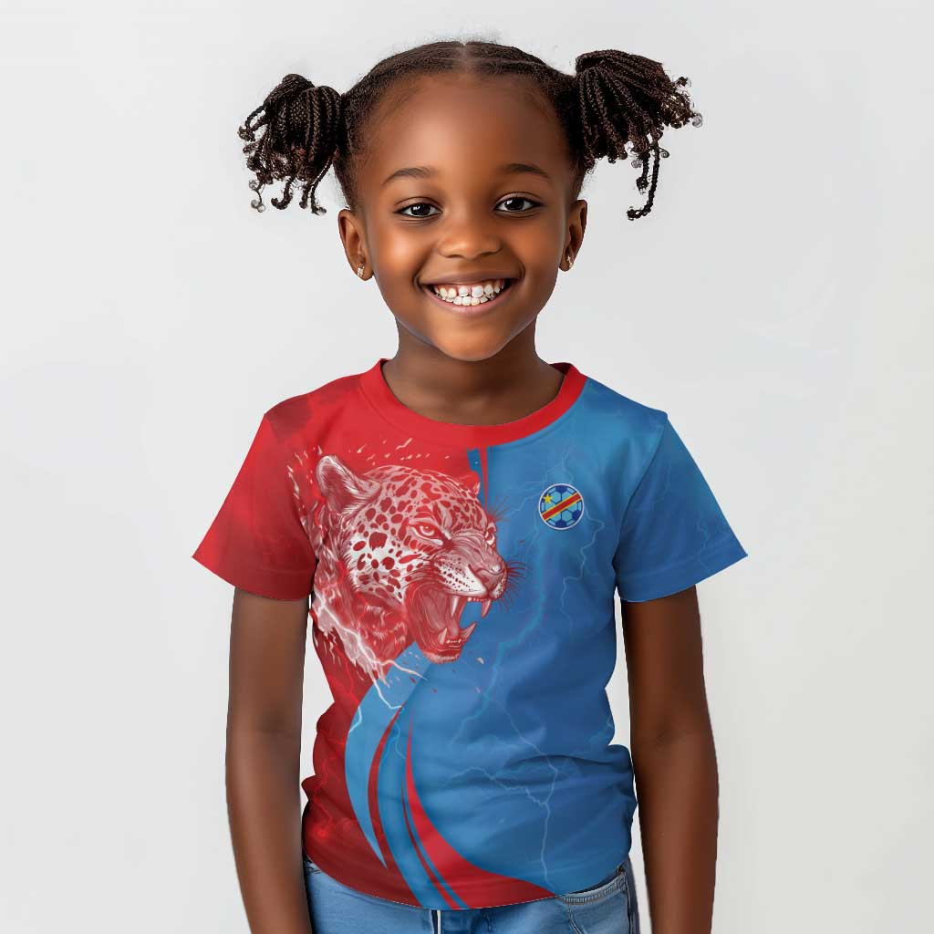 Custom Football 2026 DR Congo Leopards Kid T shirt Lightning Style