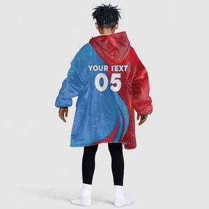 Custom Football 2026 DR Congo Leopards Kid Wearable Blanket Hoodie Lightning Style