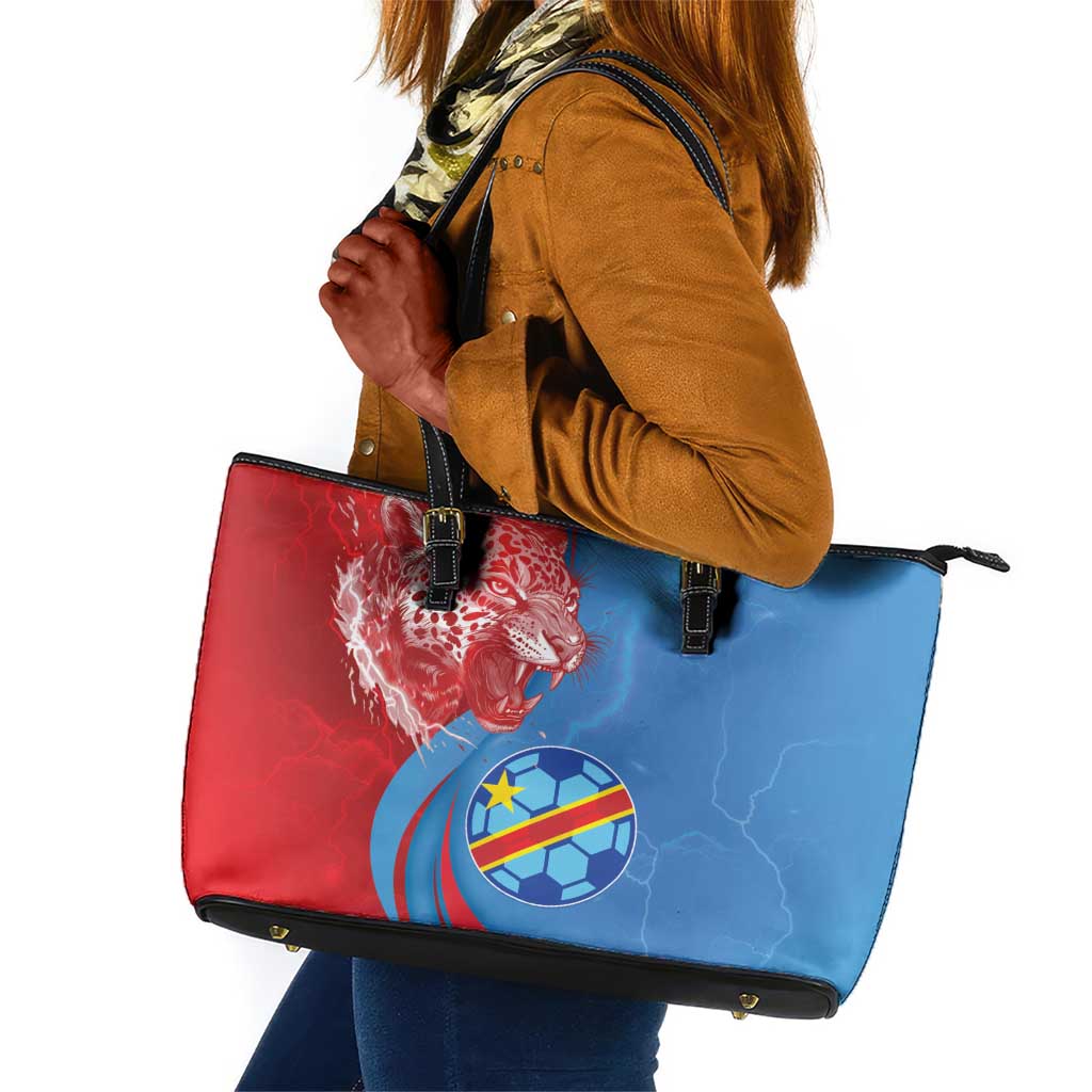 Football 2026 DR Congo Leopards Leather Tote Bag Lightning Style