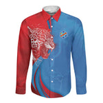 Custom Football 2026 DR Congo Leopards Long Sleeve Button Shirt Lightning Style