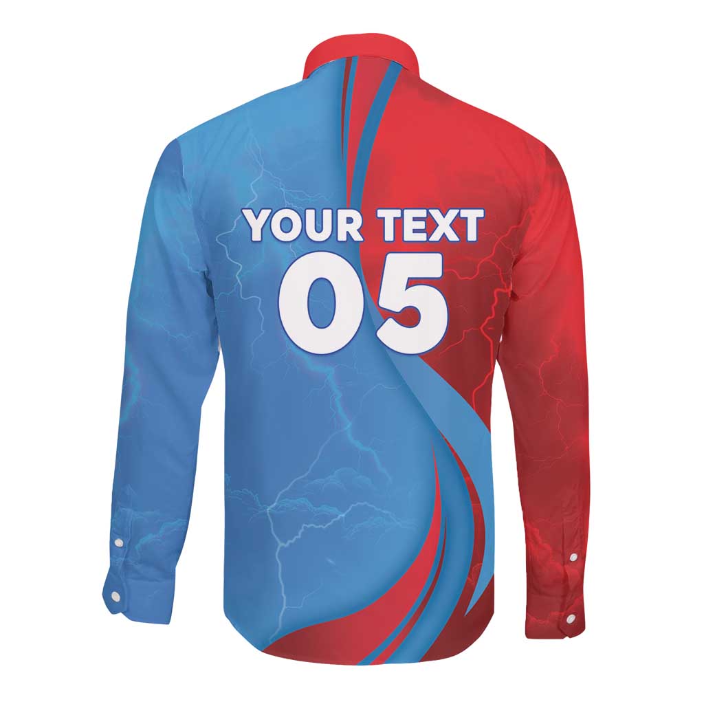 Custom Football 2026 DR Congo Leopards Long Sleeve Button Shirt Lightning Style