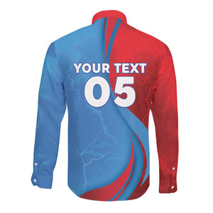 Custom Football 2026 DR Congo Leopards Long Sleeve Button Shirt Lightning Style