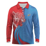 Custom Football 2026 DR Congo Leopards Long Sleeve Polo Shirt Lightning Style