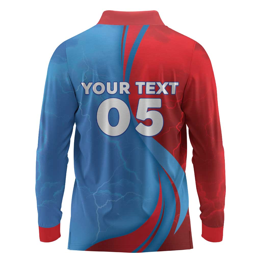 Custom Football 2026 DR Congo Leopards Long Sleeve Polo Shirt Lightning Style