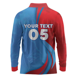 Custom Football 2026 DR Congo Leopards Long Sleeve Polo Shirt Lightning Style