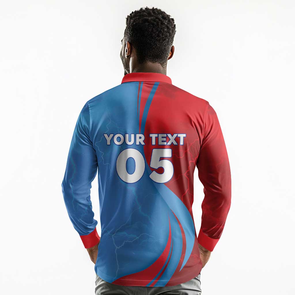 Custom Football 2026 DR Congo Leopards Long Sleeve Polo Shirt Lightning Style