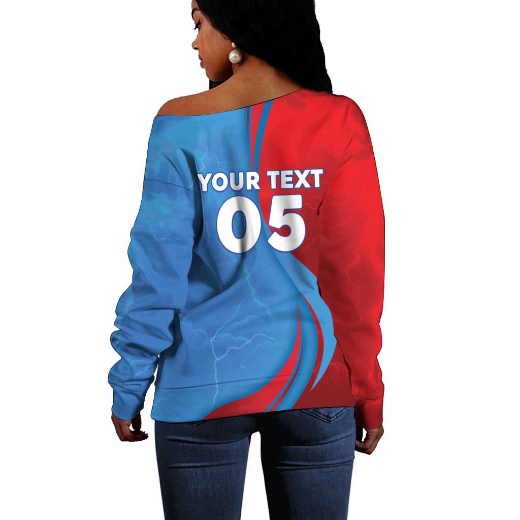 Custom Football 2026 DR Congo Leopards Off Shoulder Sweater Lightning Style