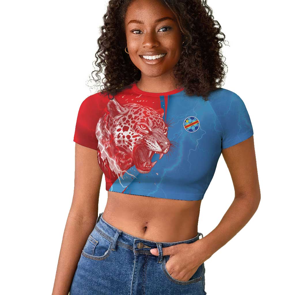 Custom Football 2026 DR Congo Leopards Raglan Cropped T shirt Lightning Style